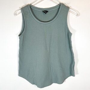 Roots Waffle Knit Crewneck Blue Green Sleeveless Tank Top Size XS